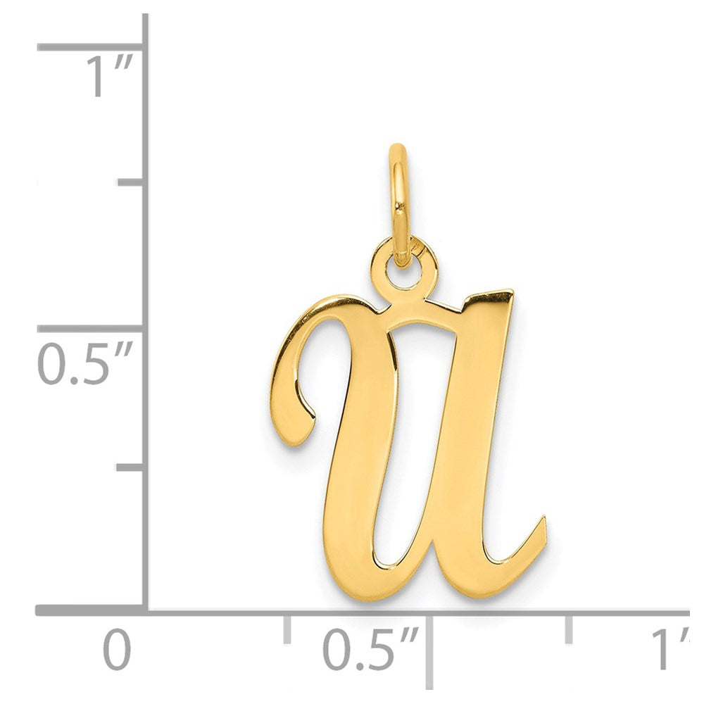 14K Gelbgold 14ky Schreibschrift Buchstabe U Initiale Charm