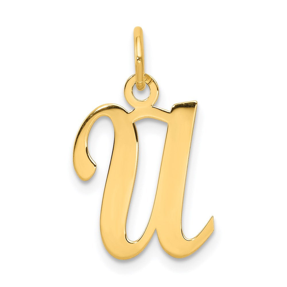 14K Gelbgold 14ky Schreibschrift Buchstabe U Initiale Charm