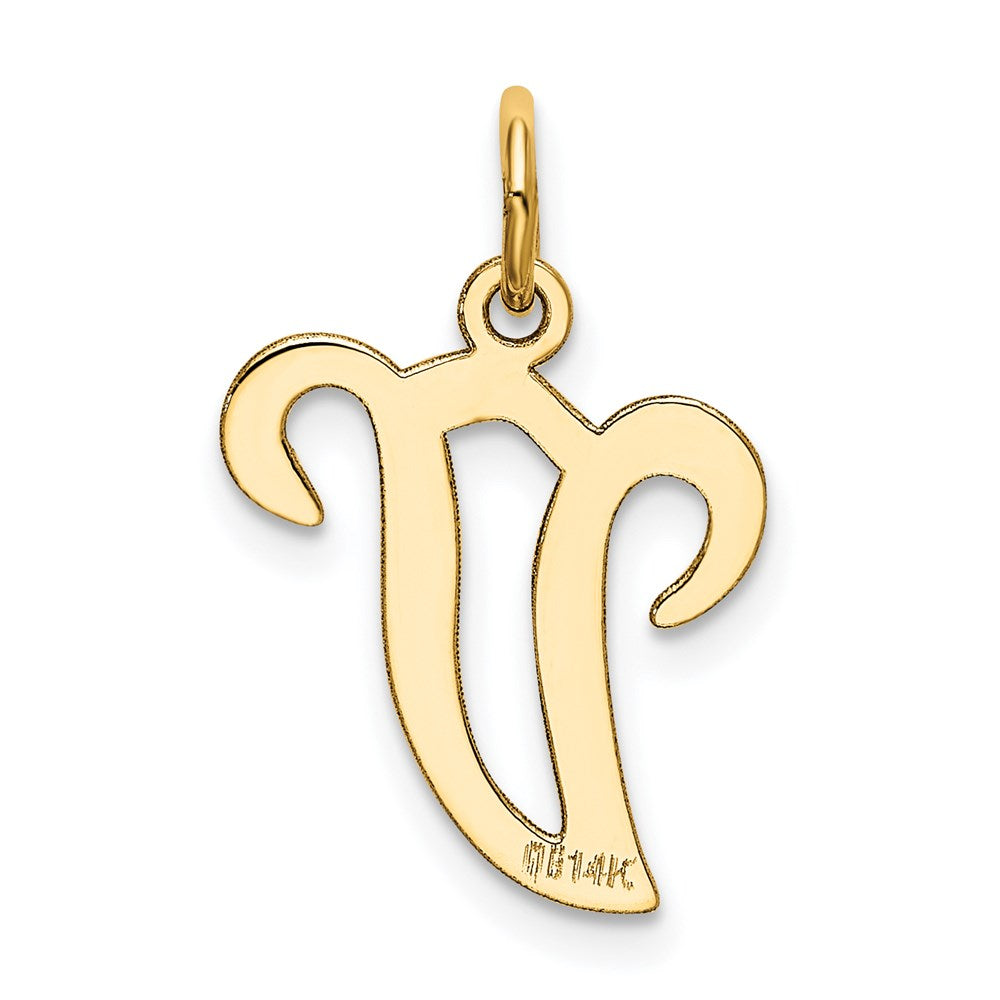 14K Gelbgold 14ky Schreibschrift Buchstabe V Initiale Charm
