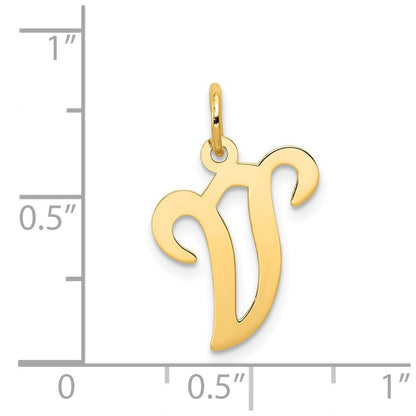 14K Gelbgold 14ky Schreibschrift Buchstabe V Initiale Charm