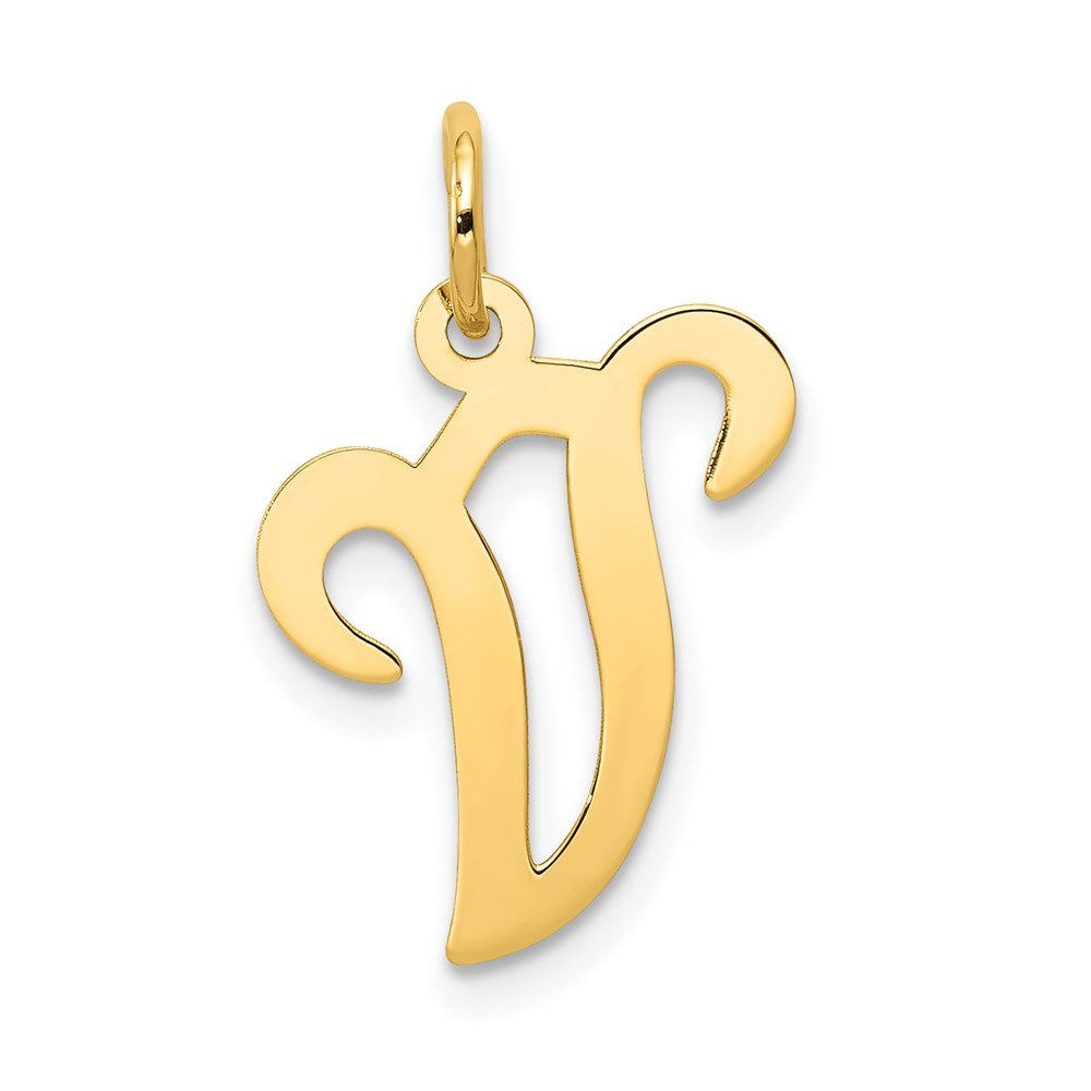 14K Gelbgold 14ky Schreibschrift Buchstabe V Initiale Charm