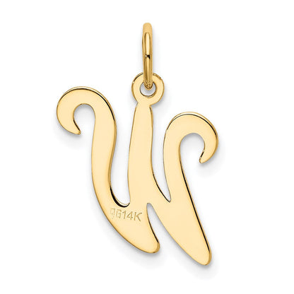 14K Gelbgold 14ky Schreibschrift Buchstabe W Initiale Charm
