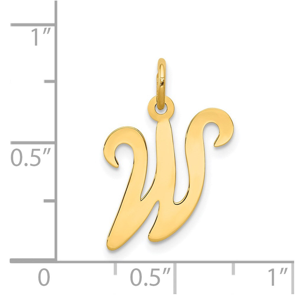 14K Gelbgold 14ky Schreibschrift Buchstabe W Initiale Charm