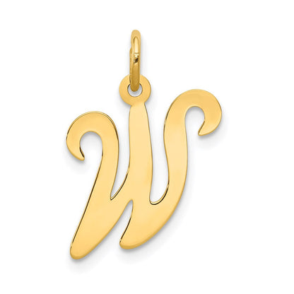14K Gelbgold 14ky Schreibschrift Buchstabe W Initiale Charm