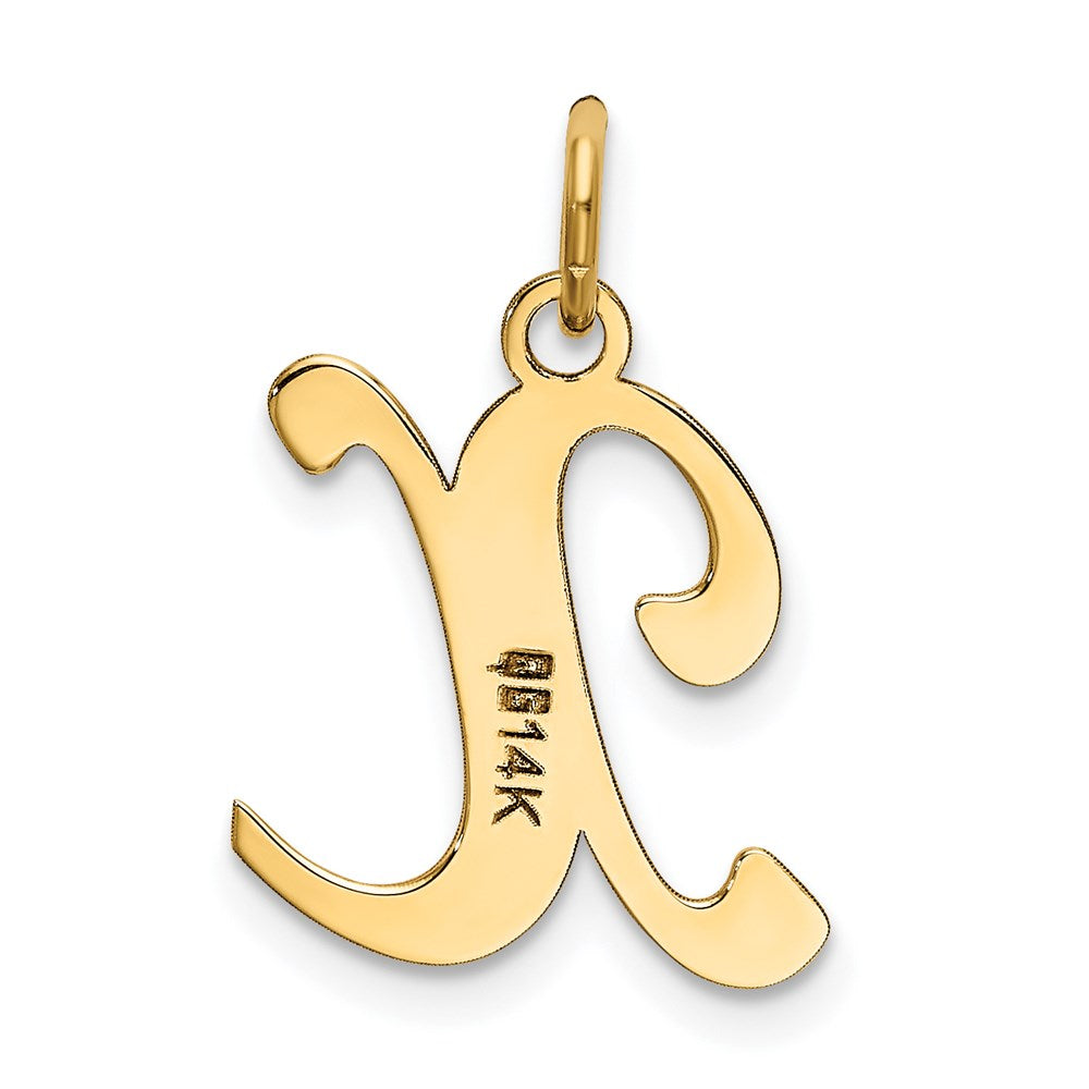 14K Gelbgold 14ky Schreibschrift Buchstabe X Initiale Charm