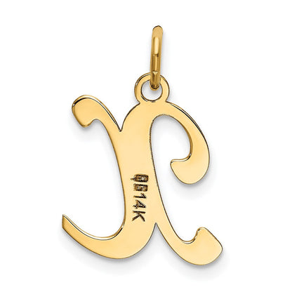 14K Gelbgold 14ky Schreibschrift Buchstabe X Initiale Charm
