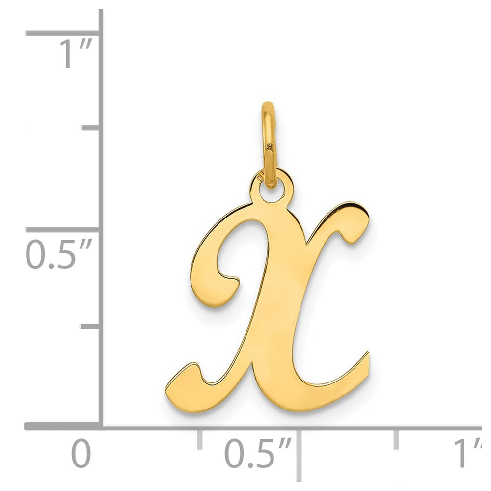 14K Gelbgold 14ky Schreibschrift Buchstabe X Initiale Charm