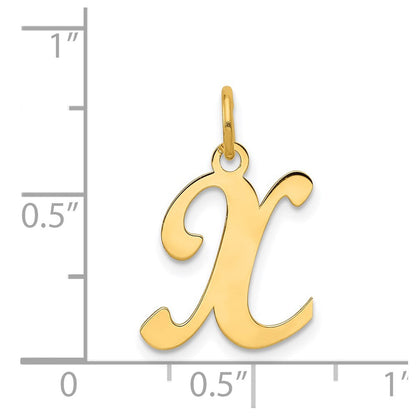 14K Gelbgold 14ky Schreibschrift Buchstabe X Initiale Charm