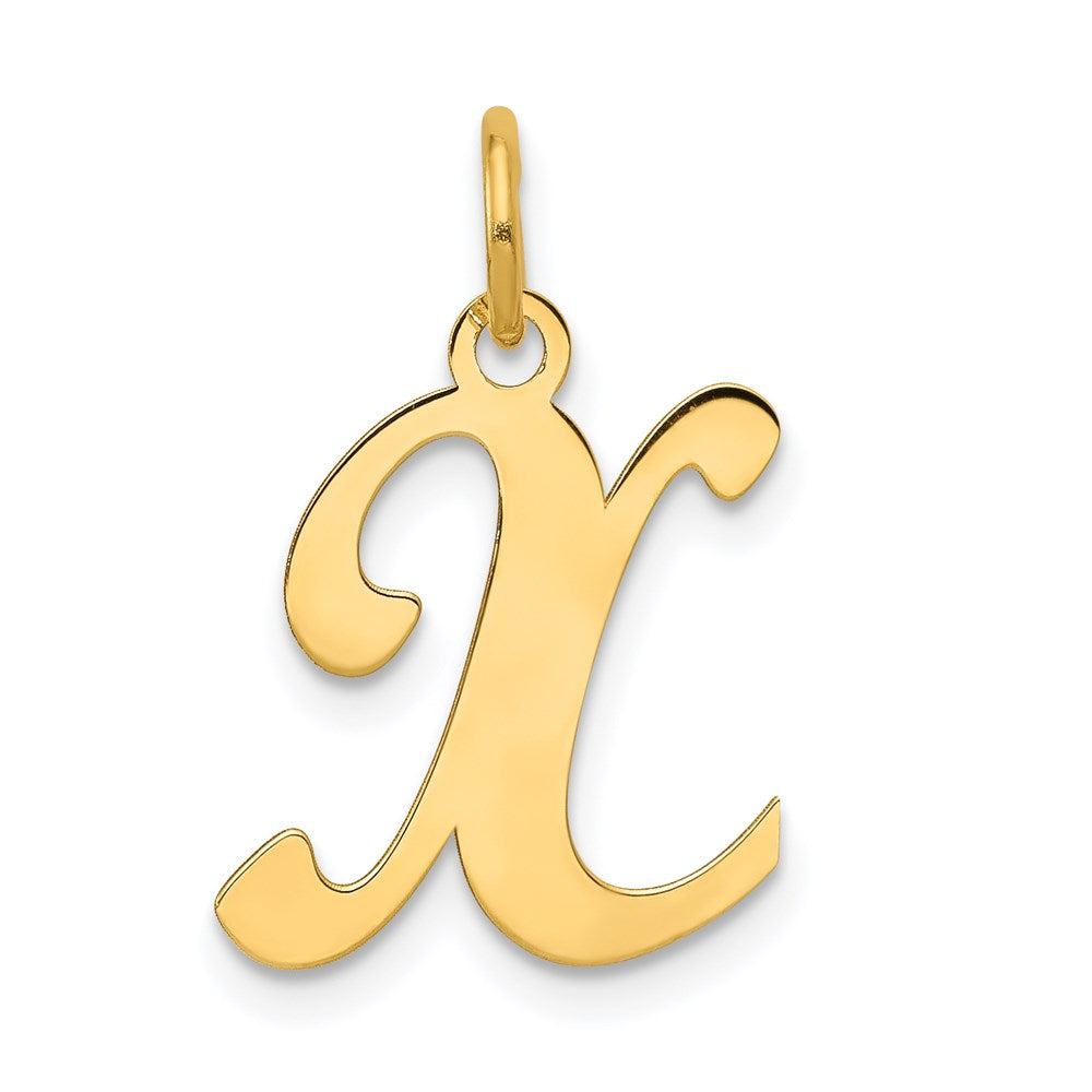 14K Gelbgold 14ky Schreibschrift Buchstabe X Initiale Charm