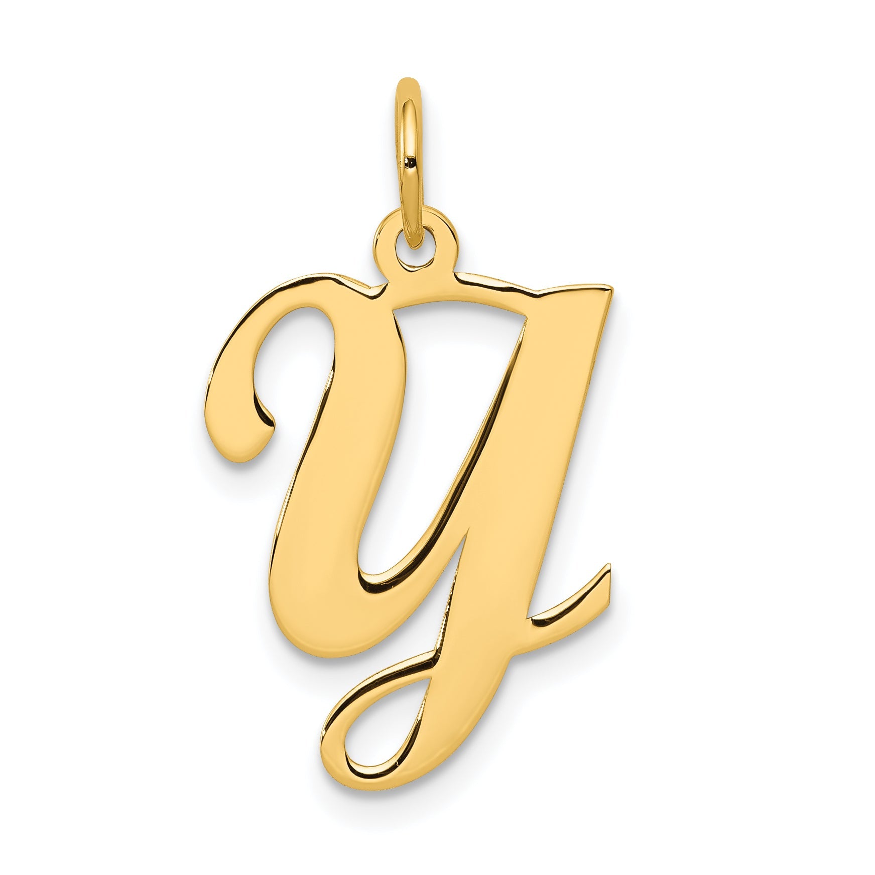 14K Gelbgold 14ky Schreibschrift Buchstabe Y Initiale Charm
