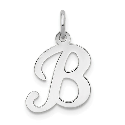 14K Weißgold 14kw Weißgold Schreibschrift Buchstabe B Initiale Charm