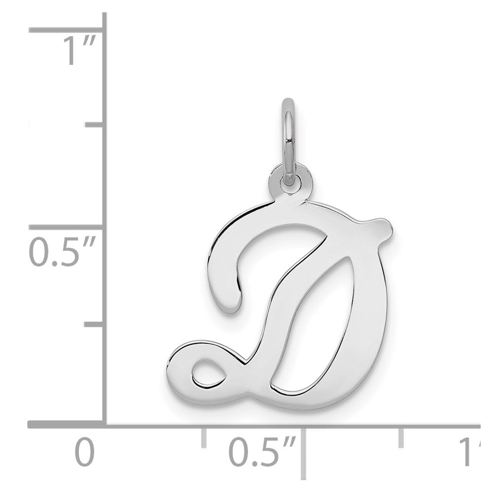 14K Weißgold 14kw Weißgold Schreibschrift Buchstabe D Initiale Charm