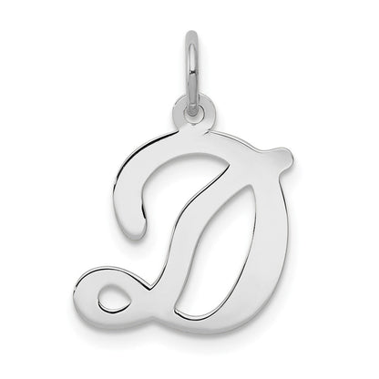 14K Weißgold 14kw Weißgold Schreibschrift Buchstabe D Initiale Charm