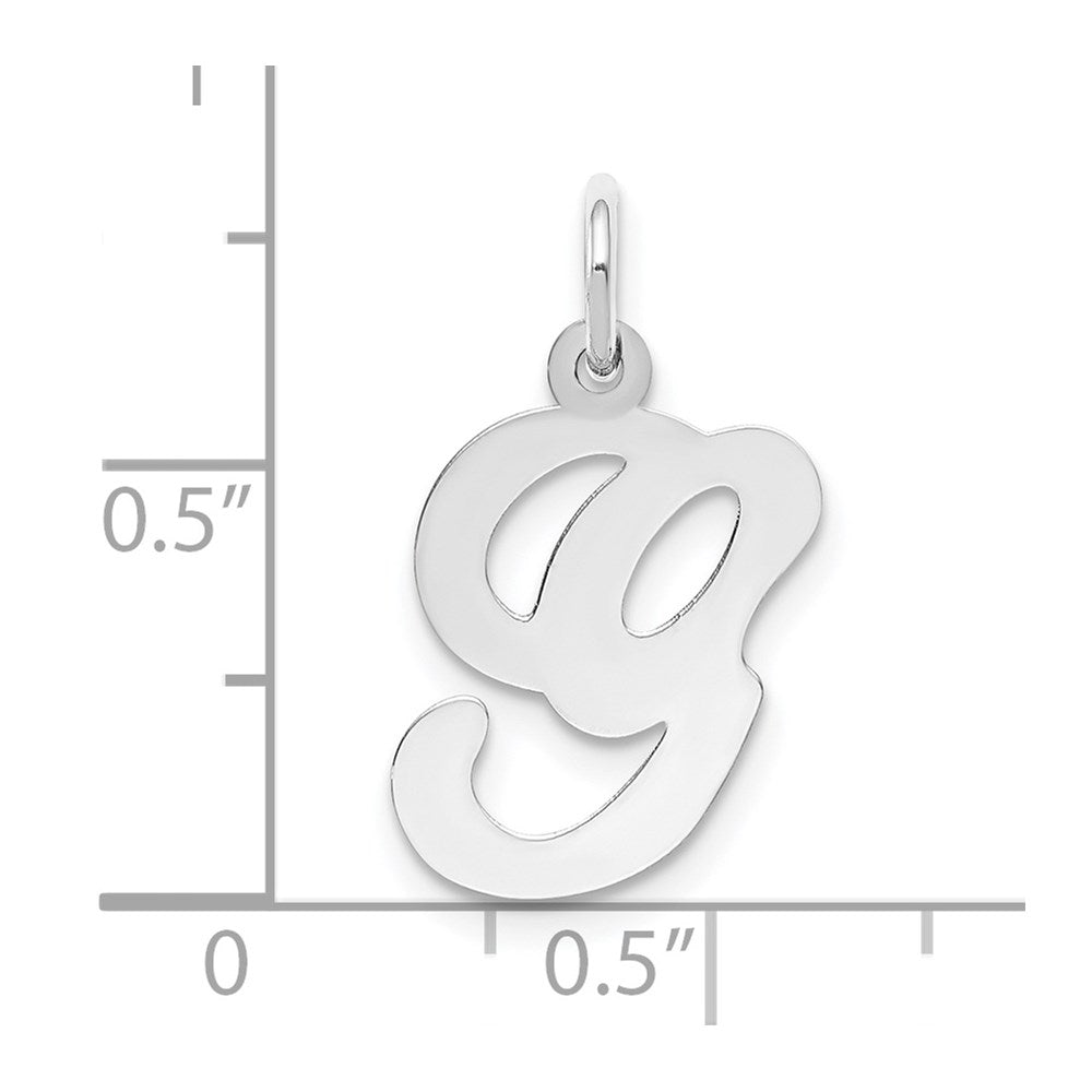 14K Weißgold 14kw Weißgold Schreibschrift Buchstabe G Initiale Charm