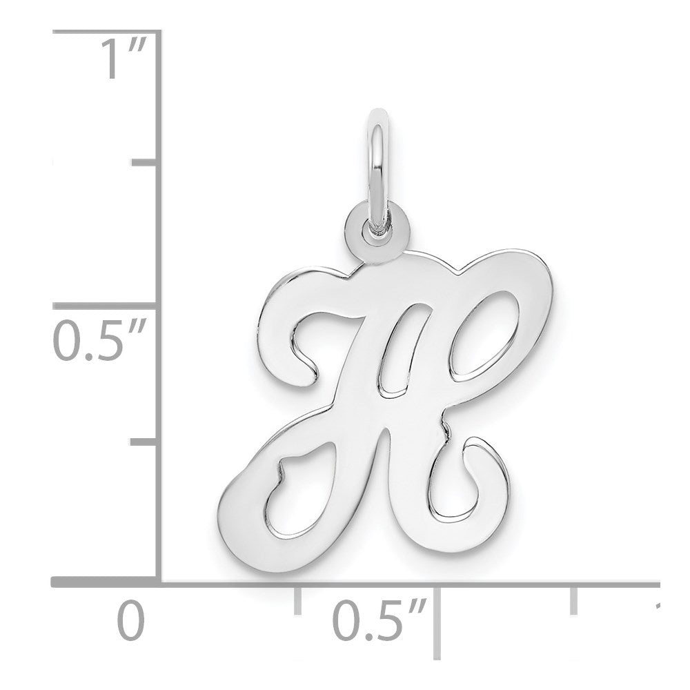 14K Weißgold 14kw Weißgold Schreibschrift Buchstabe H Initiale Charm