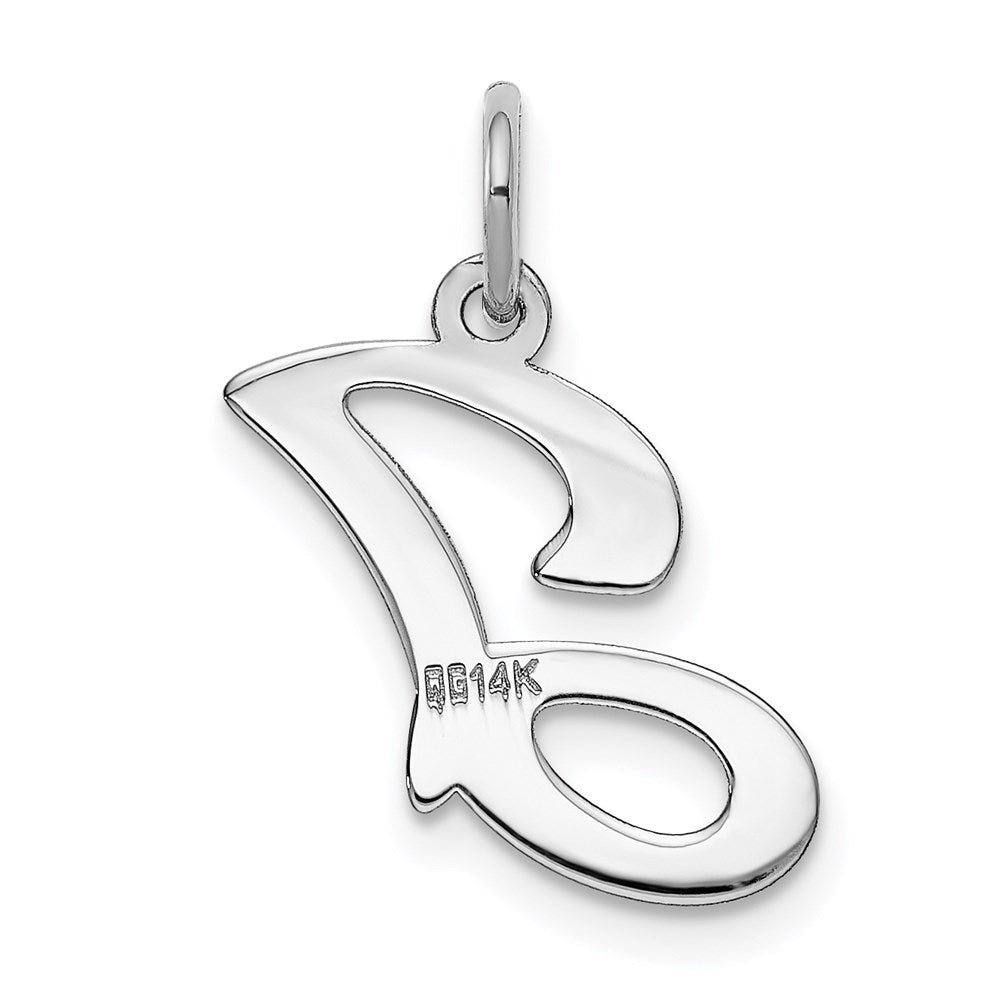 14K Weißgold 14kw Weißgold Schreibschrift Buchstabe J Initiale Charm