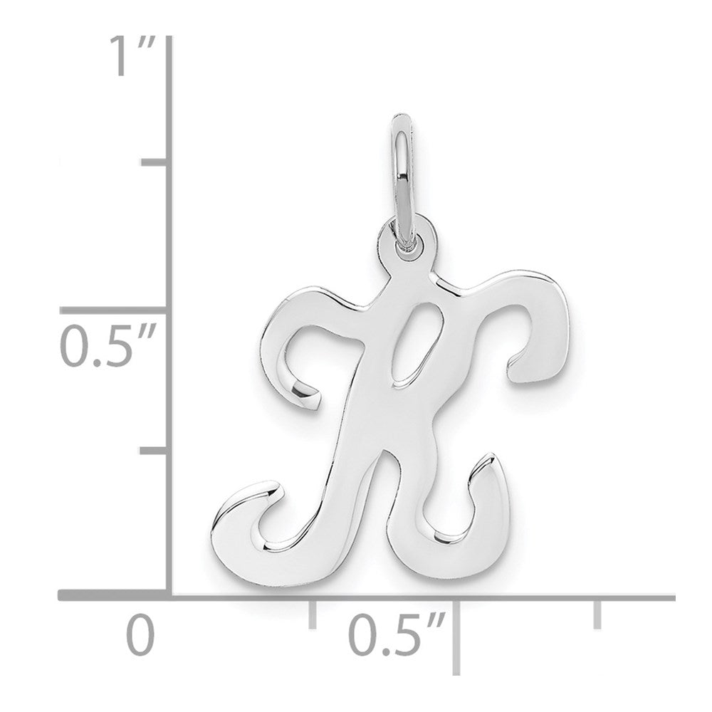 14K Weißgold 14kw Weißgold Schreibschrift Buchstabe K Initiale Charm