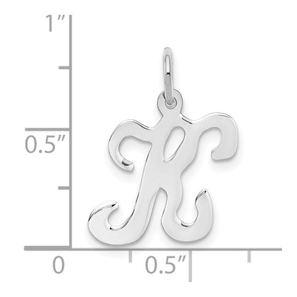 14K Weißgold 14kw Weißgold Schreibschrift Buchstabe K Initiale Charm