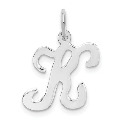 14K Weißgold 14kw Weißgold Schreibschrift Buchstabe K Initiale Charm