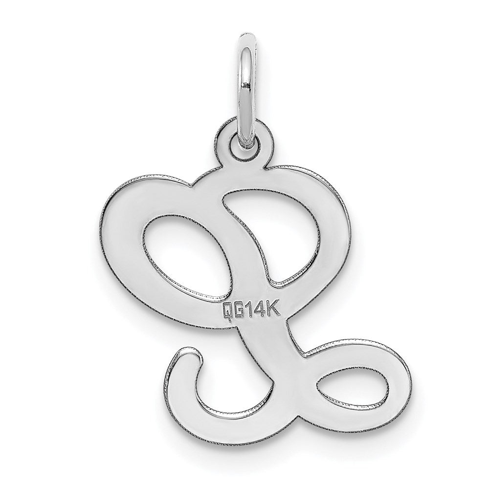 14K Weißgold 14kw Weißgold Schreibschrift Buchstabe L Initiale Charm