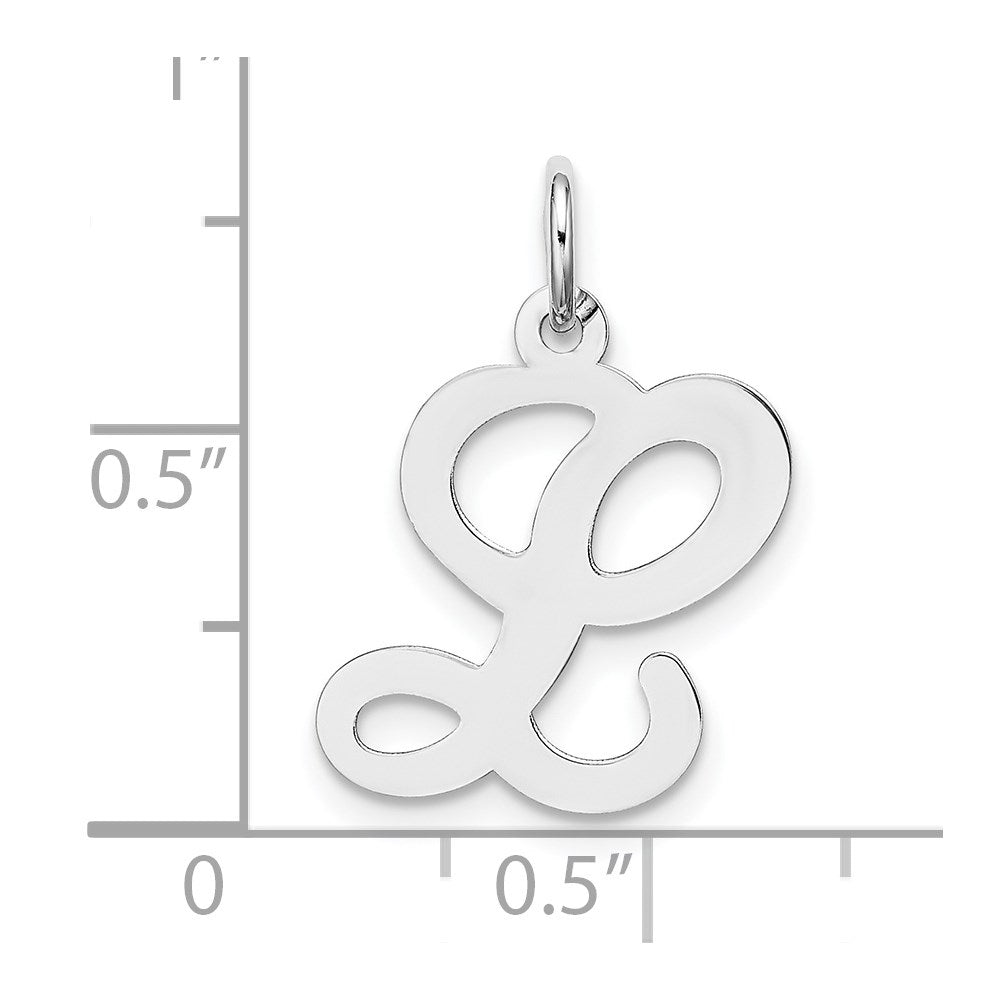 14K Weißgold 14kw Weißgold Schreibschrift Buchstabe L Initiale Charm