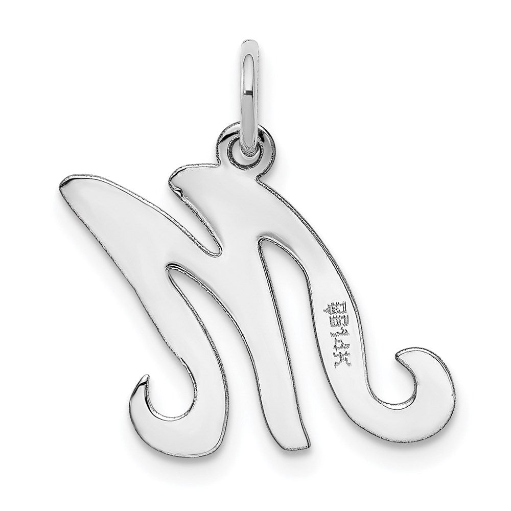 14K Weißgold 14kw Weißgold Schreibschrift Buchstabe M Initiale Charm