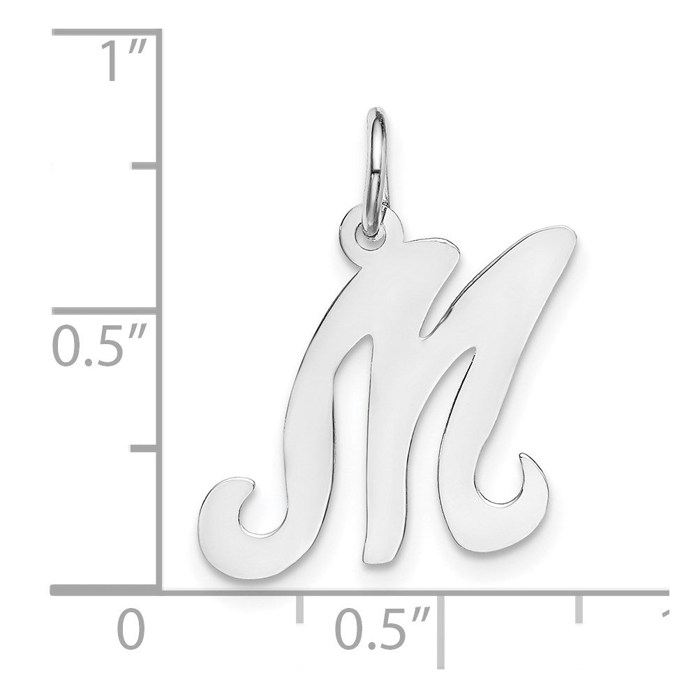 14K Weißgold 14kw Weißgold Schreibschrift Buchstabe M Initiale Charm