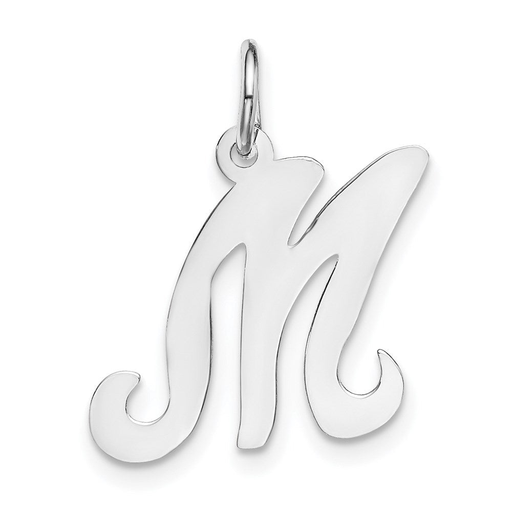 14K Weißgold 14kw Weißgold Schreibschrift Buchstabe M Initiale Charm
