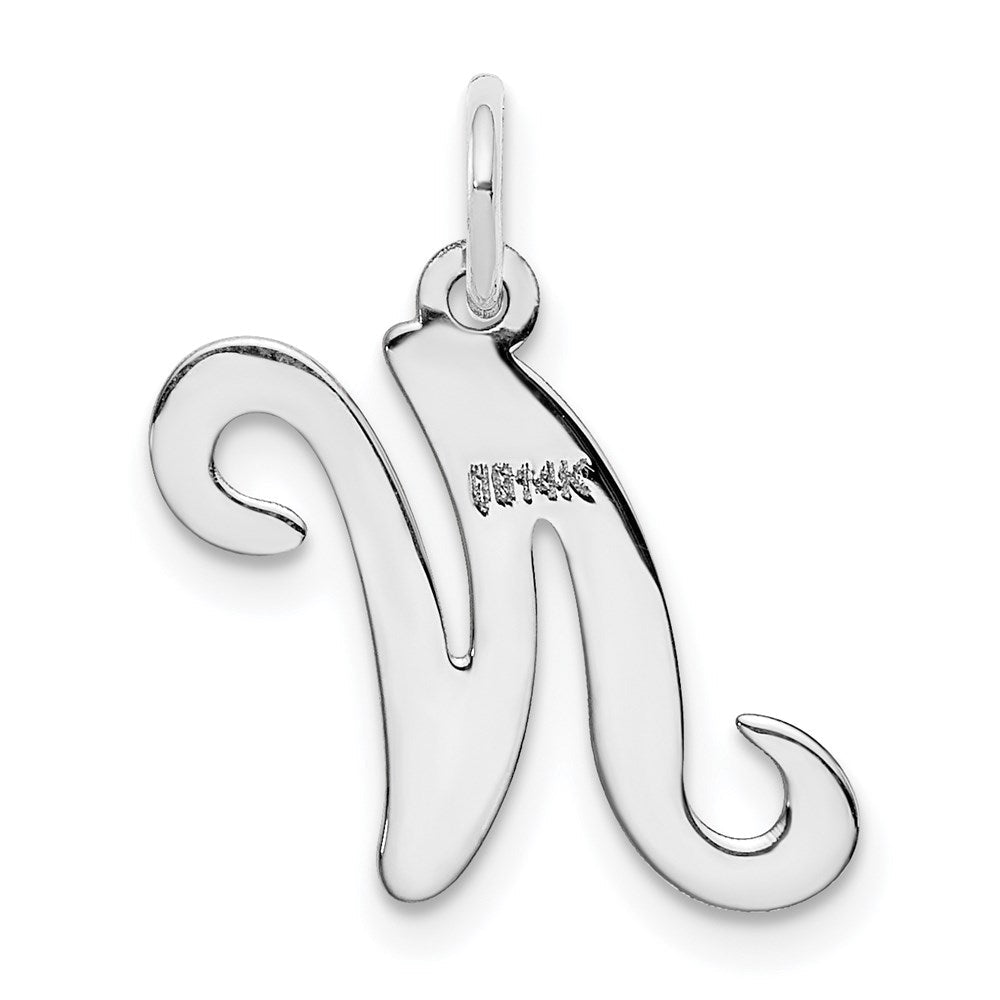 14K Weißgold 14kw Weißgold Schreibschrift Buchstabe N Initiale Charm