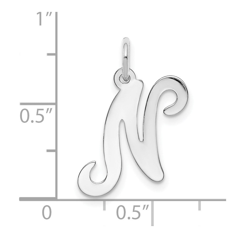 14K Weißgold 14kw Weißgold Schreibschrift Buchstabe N Initiale Charm