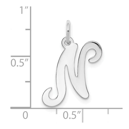14K Weißgold 14kw Weißgold Schreibschrift Buchstabe N Initiale Charm