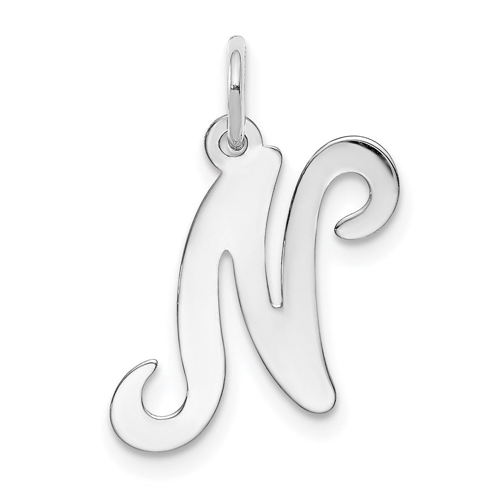 14K Weißgold 14kw Weißgold Schreibschrift Buchstabe N Initiale Charm