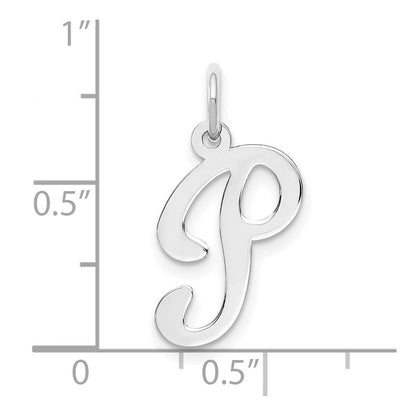 14K Weißgold 14kw Weißgold Schreibschrift Buchstabe P Initiale Charm