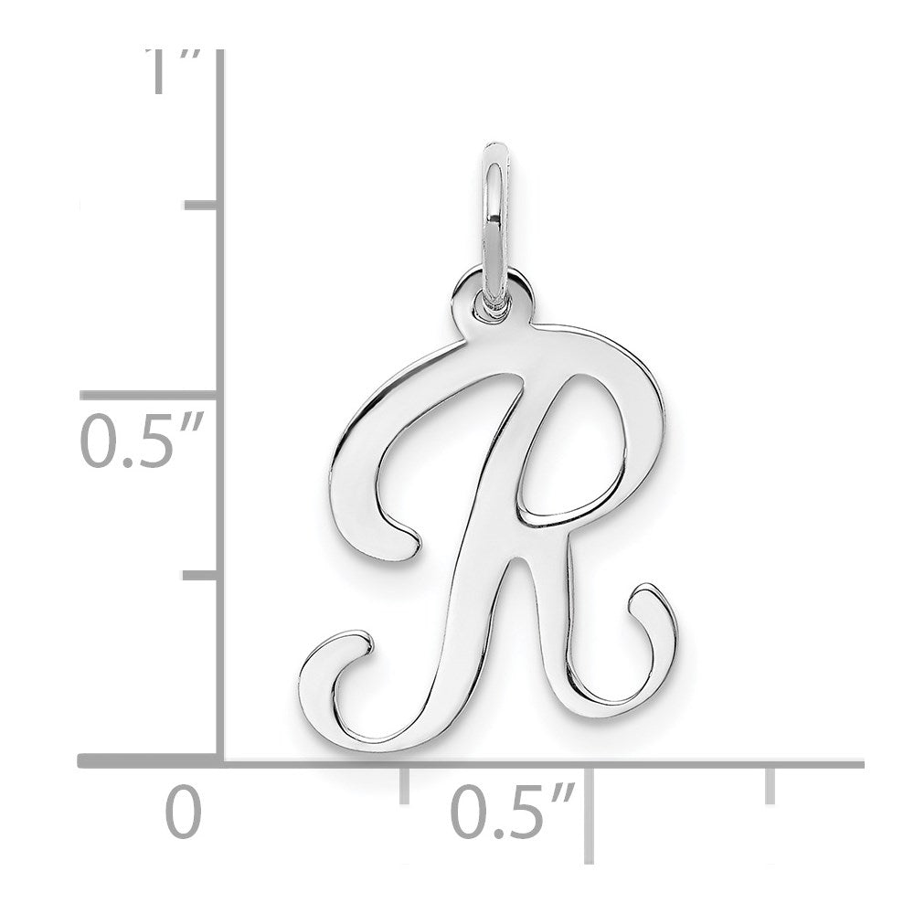 14K Weißgold 14kw Weißgold Schreibschrift Buchstabe R Initiale Charm