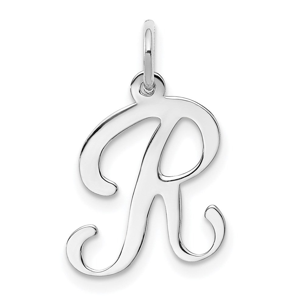 14K Weißgold 14kw Weißgold Schreibschrift Buchstabe R Initiale Charm