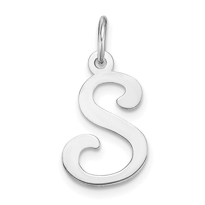14K Weißgold 14kw Weißgold Schreibschrift Buchstabe S Initiale Charm
