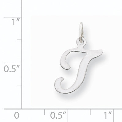 14K Weißgold 14kw Weißgold Schreibschrift Buchstabe T Initiale Charm