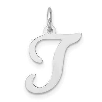 14K Weißgold 14kw Weißgold Schreibschrift Buchstabe T Initiale Charm