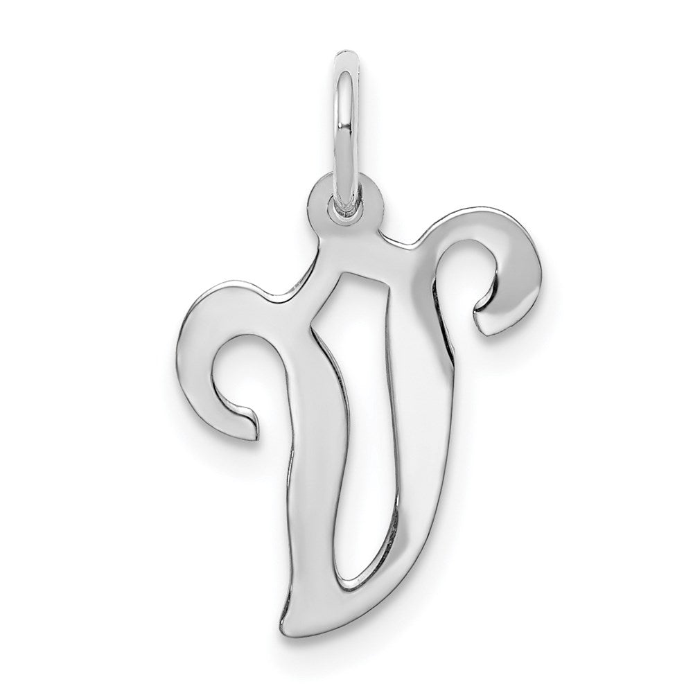 14K Weißgold 14kw Weißgold Schreibschrift Buchstabe V Initiale Charm