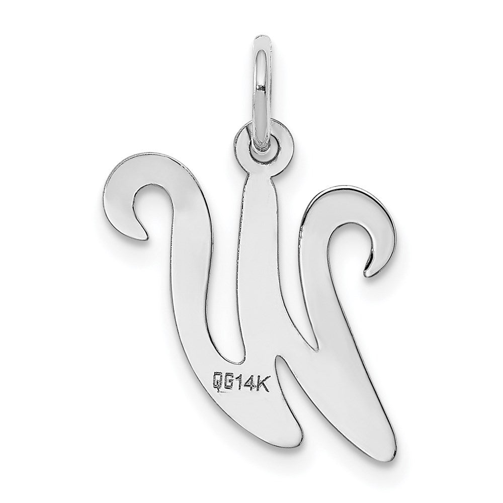 14K Weißgold 14kw Weißgold Schreibschrift Buchstabe W Initiale Charm