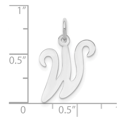 14K Weißgold 14kw Weißgold Schreibschrift Buchstabe W Initiale Charm