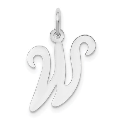 14K Weißgold 14kw Weißgold Schreibschrift Buchstabe W Initiale Charm