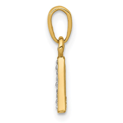 14K Gelb & Rhodium 14ky mit Rhodium Diamant Buchstabe A Initiale Anhänger