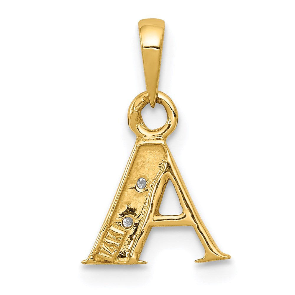 14K Gelb & Rhodium 14ky mit Rhodium Diamant Buchstabe A Initiale Anhänger