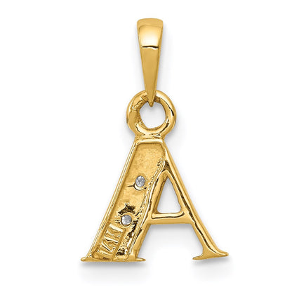 14K Gelb & Rhodium 14ky mit Rhodium Diamant Buchstabe A Initiale Anhänger