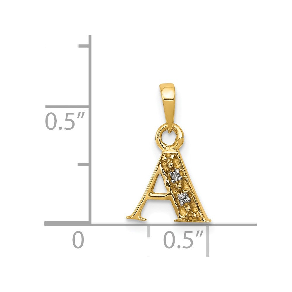 14K Gelb & Rhodium 14ky mit Rhodium Diamant Buchstabe A Initiale Anhänger