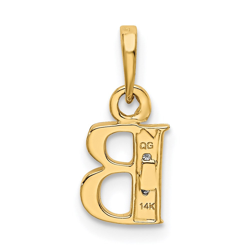 14K Gold und Rhodium, poliert, 0,01 ct. Diamant-Anhänger mit Initiale B