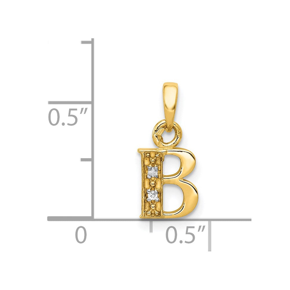 14K Gold und Rhodium, poliert, 0,01 ct. Diamant-Anhänger mit Initiale B