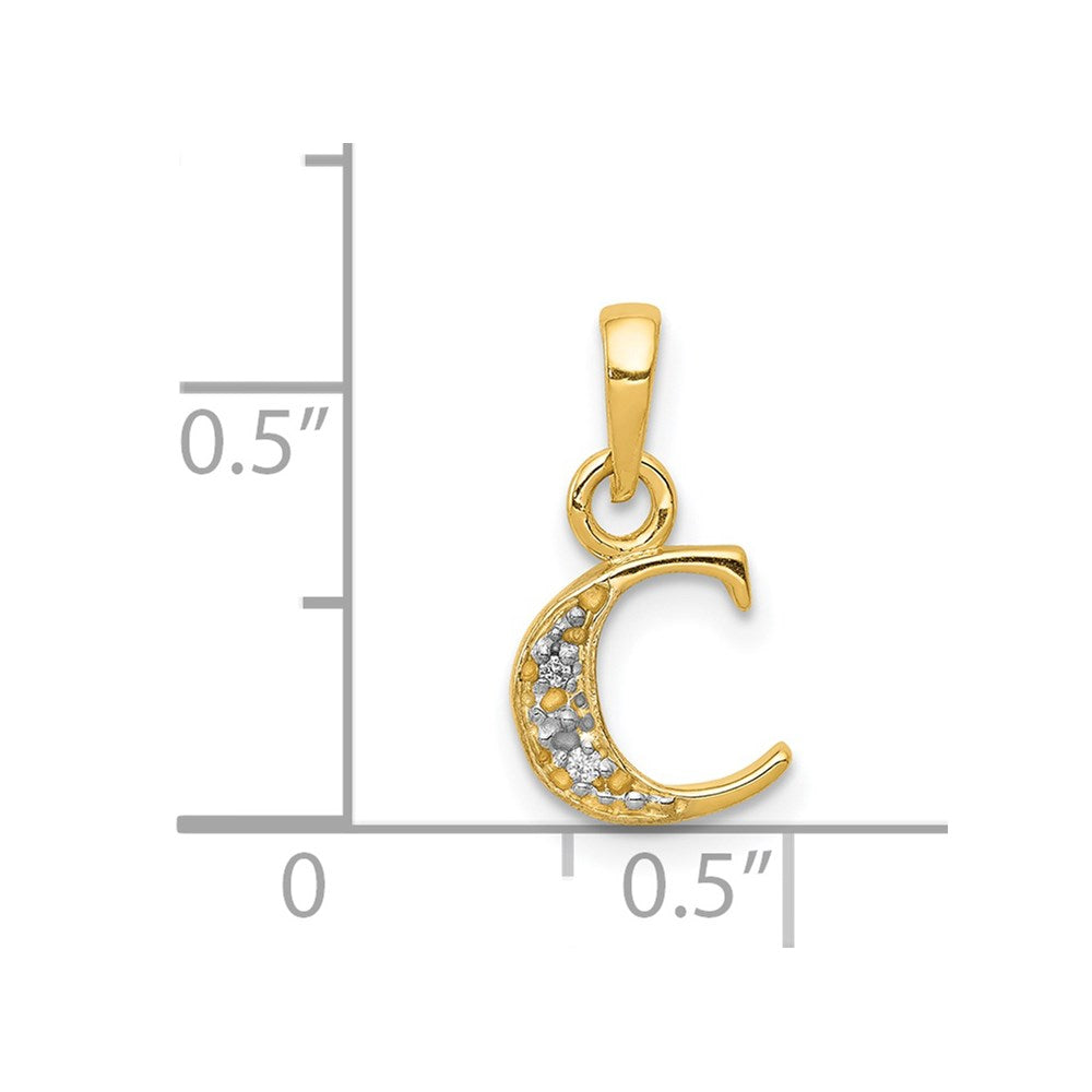 Anhänger Initiale C aus 14K Gold, rhodiniert und poliert, mit 0,01 ct. Diamant