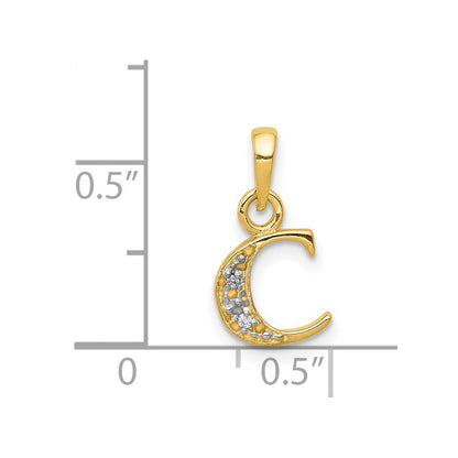 Anhänger Initiale C aus 14K Gold, rhodiniert und poliert, mit 0,01 ct. Diamant